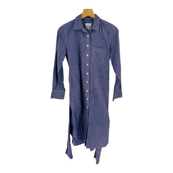 J. Crew Striped Cotton Poplin Shirt Dress Classic Fit Belted Button Front Sz 4 - Picture 1 of 9